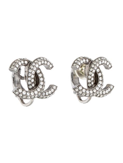 chanel resin crystal earrings|Chanel cc earrings original.